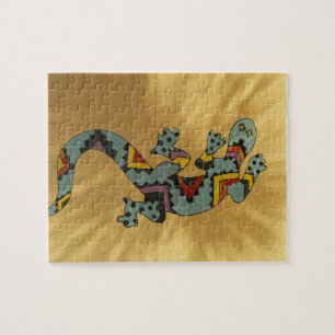 Quebra-cabeça Lagarto geco pintado na parede, Tucson, Arizona,