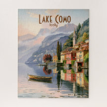 Lago Como Itália Aquarela Viagem Vintage Personali