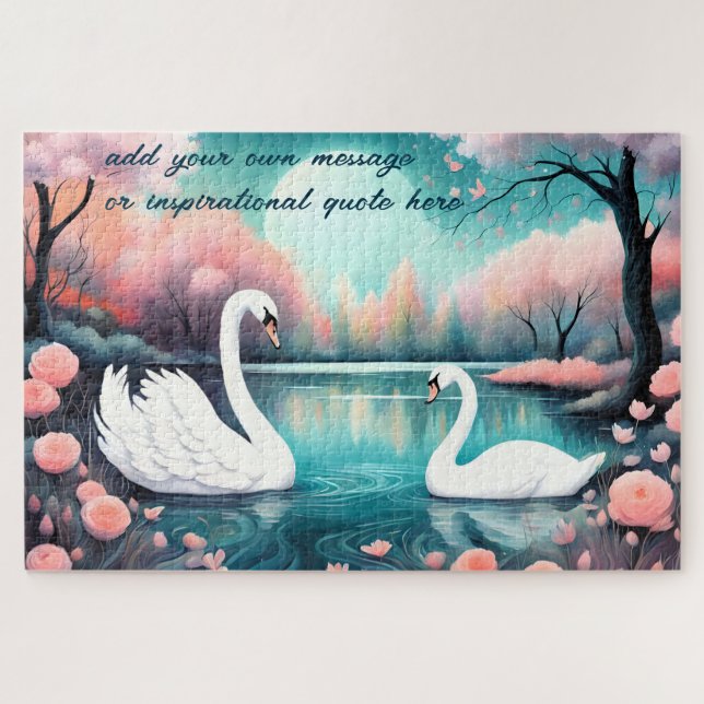 Quebra-cabeça Lago de Amor de Cisne Personalizado (Horizontal)