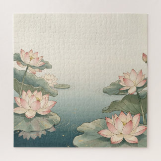 Quebra-cabeça Lago de Flores de Lótus Rosa Serenidade Zen