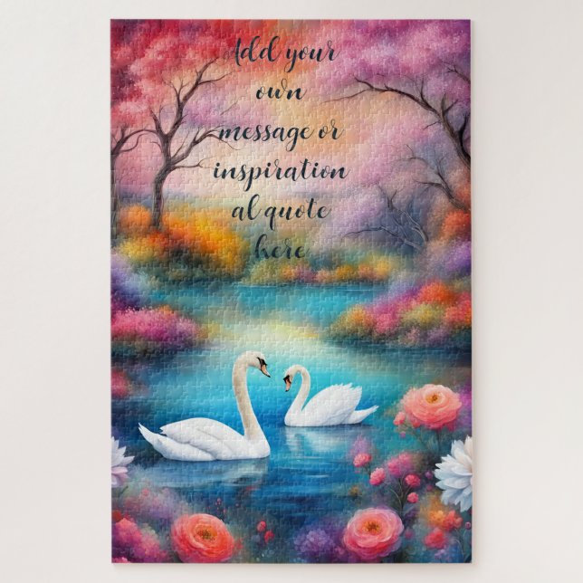 Quebra-cabeça Lago do Amor de Cisne Personalizado (Vertical)