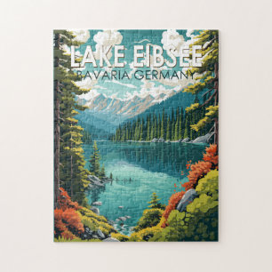Quebra-cabeça Lago Eibsee Alemanha Viagem Art Vintage