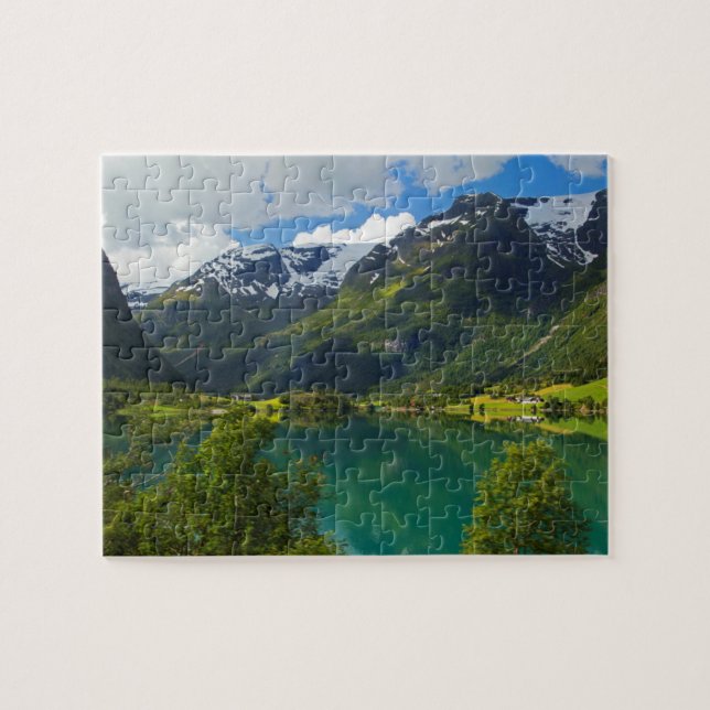 Quebra-cabeça Lago Floen cênico, Noruega (Horizontal)