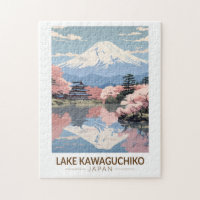 Lago Kawaguchiko Japão Viagem Art Vintage