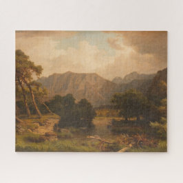 Quebra-cabeça Lago Mountain com Herons - Heinrich Funk