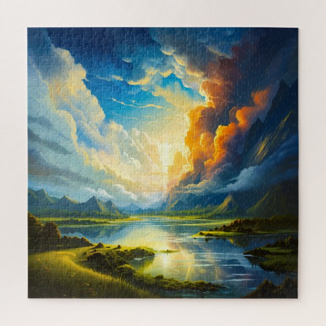 Quebra-cabeça Lago Summer - Ilustração de Quatro Estações (Vertical)