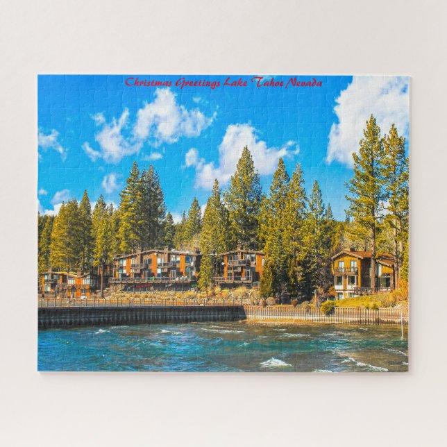 Quebra-cabeça Lago Tahoe Nevada.Cumprimentos de Natal (Horizontal)