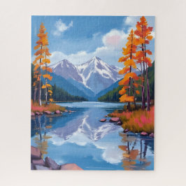 Quebra-cabeça Lago Tahoe Outono | Pintura de Montanha de Folhage