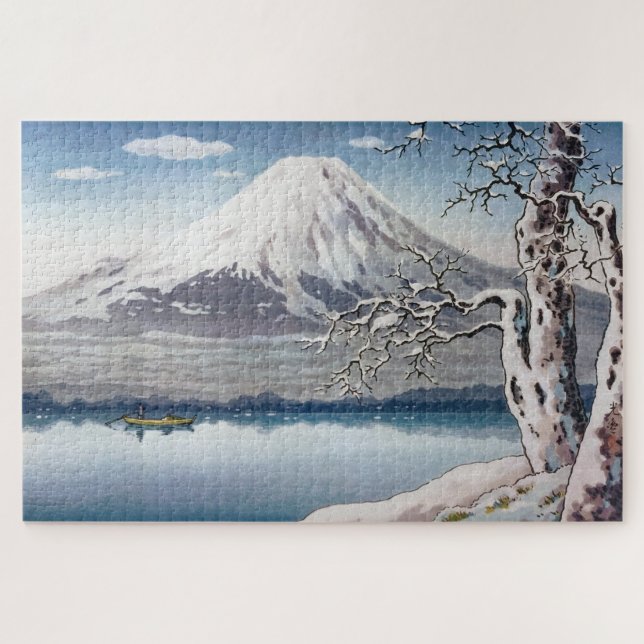 Quebra-cabeça Lago Yamanaka no inverno por Tsuchiya Koitsu (Horizontal)