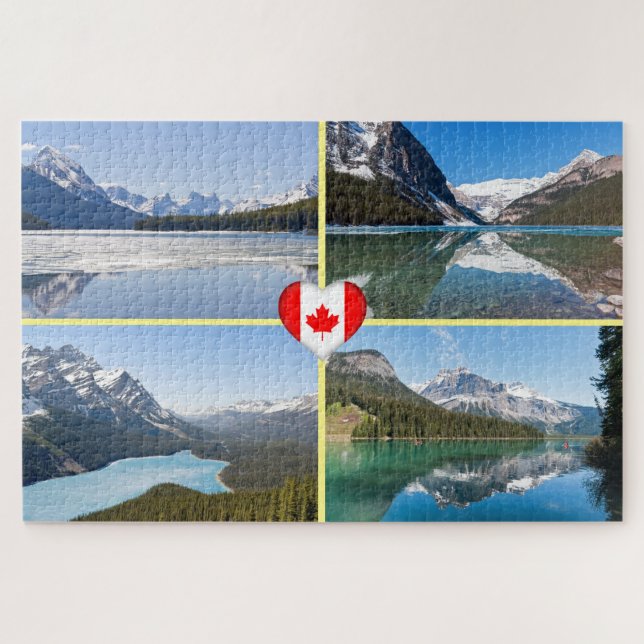 Quebra-cabeça Lagos e paisagens famosos no Oeste do Canadá (Horizontal)