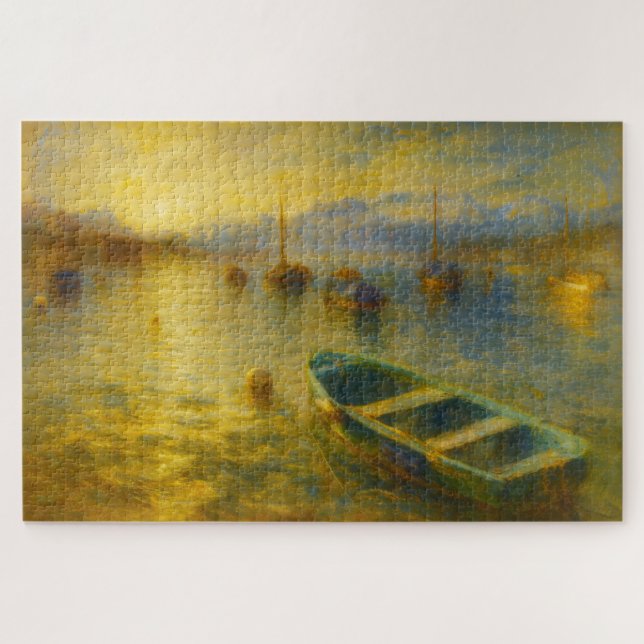 Quebra-cabeça Lake Lucerne Switzerland Golden Boats Art Puzzle (Horizontal)