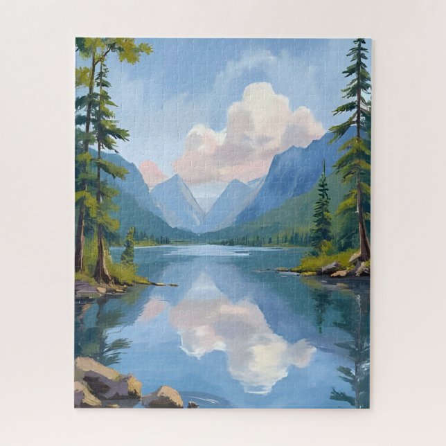 Quebra-cabeça Lake Tahoe | Oil Painting Landscape (Vertical)