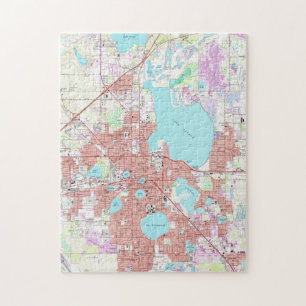 Quebra-cabeça Lakeland Florida Mapa (1975)
