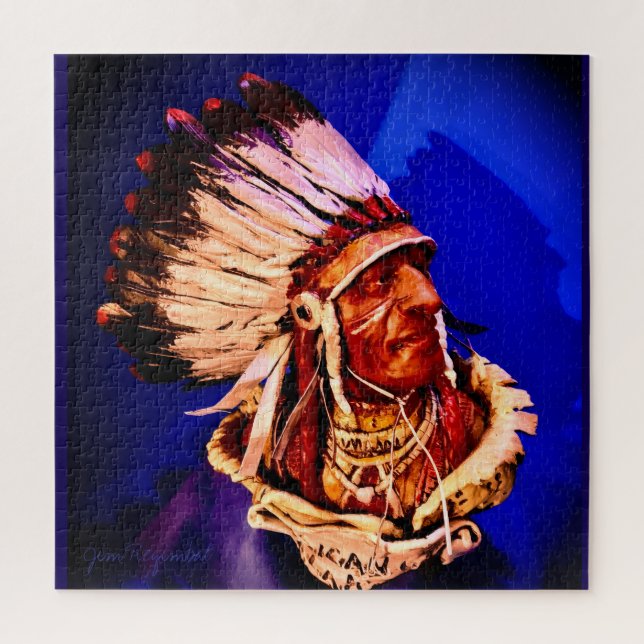 Quebra-cabeça "Lakota Chief" original art Puzzle (Vertical)