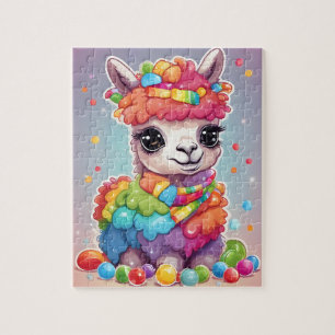 Quebra-cabeça Lama bonito e colorido com doces e doces