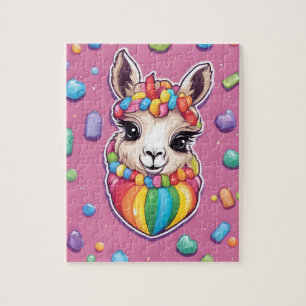 Quebra-cabeça Lama bonito e colorido com doces e doces