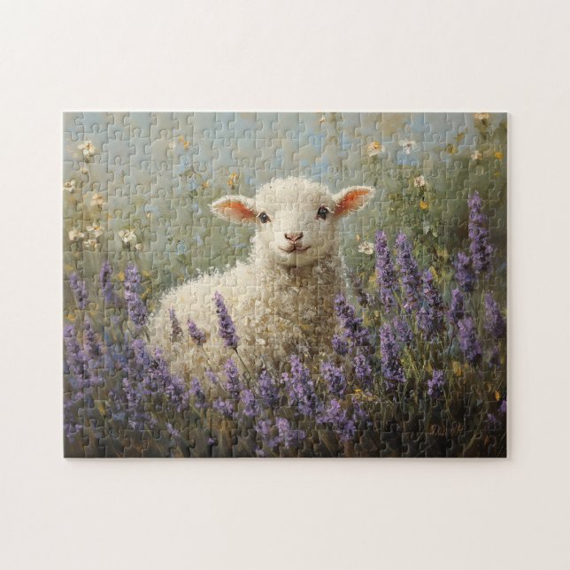 Quebra-cabeça Lamb e pintura de Lavanda (Horizontal)
