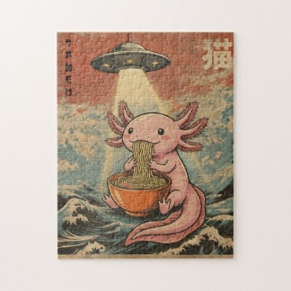 Quebra-cabeça Lâmpada Retro Axolote Ramen OVNI Onda Japonesa Puz