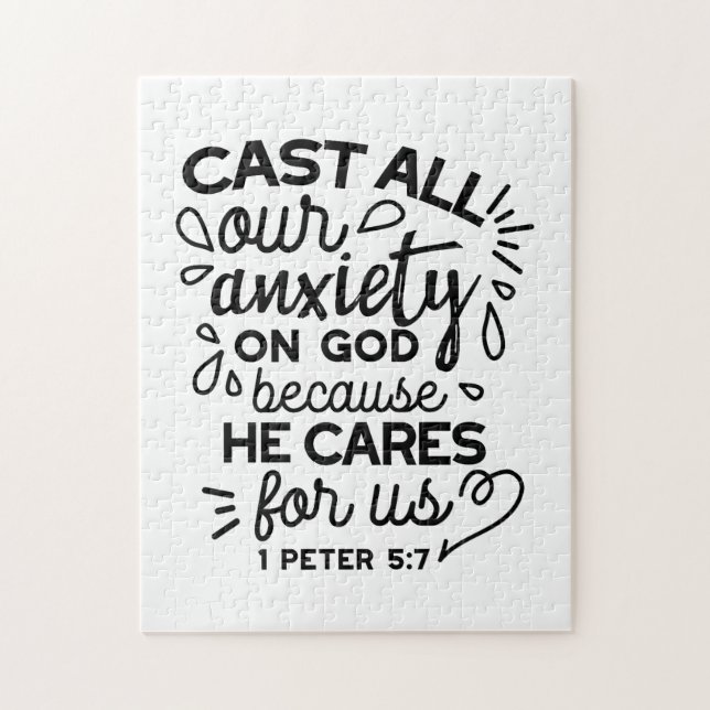 Quebra-cabeça Lance Toda a Sua Ansiedade – 1 Pedro 5:7 Versículo (Vertical)