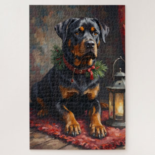 Quebra-cabeça Lanterna de Natal de Cão Rottweiler Digno