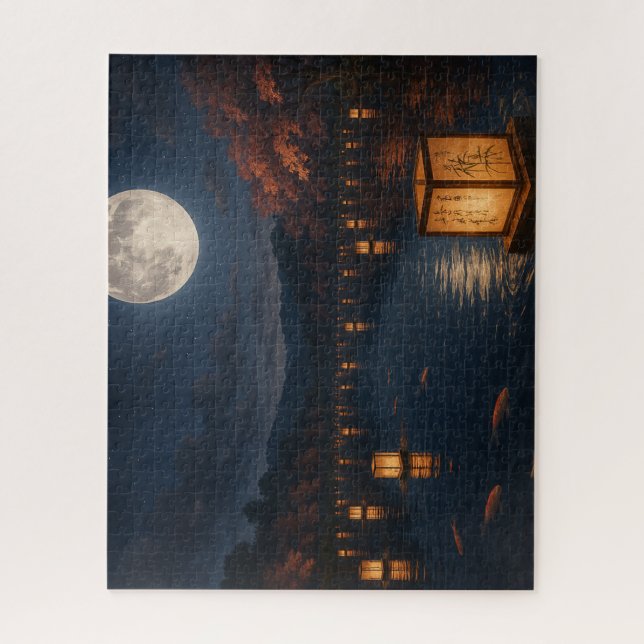 Quebra-cabeça  Lanterns on the River Beneath the Full Moon (Vertical)