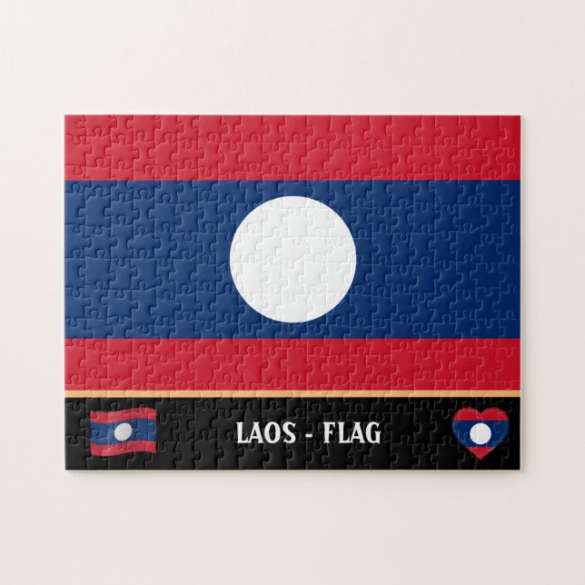 Quebra-cabeça Laos Flag & Laos country / Laos (Horizontal)