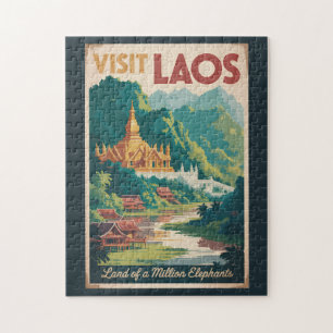Quebra-cabeça Laos Pha That Luang Ilustração Arte de Viagem