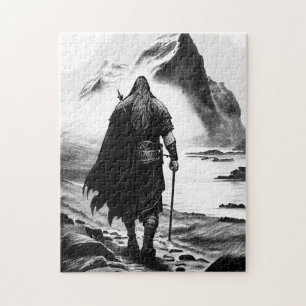 Quebra-cabeça Lápis tinta aquarela de guerreiro Viking