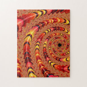 Quebra-cabeça Laranja brilhante e Abstrato espiral amarela