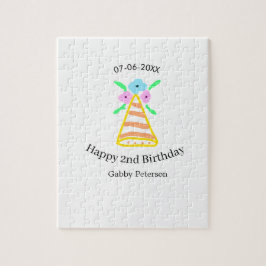 Quebra-cabeça Laranja que segundo aniversário crianças retro bri