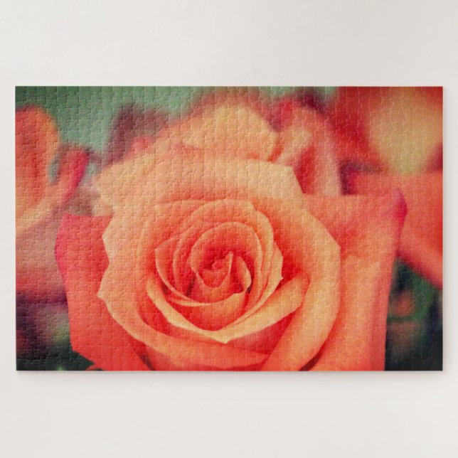 Quebra-cabeça Laranja Rosa Florir (Horizontal)