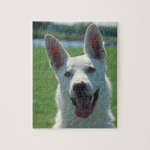 Quebra-cabeça Lata branca do cão de german shepherd com