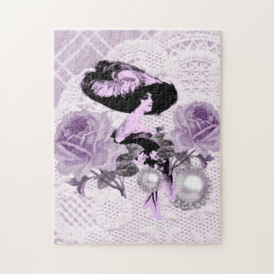 Quebra-cabeça Lavanda adorável Lady Vintage Lace Rosas