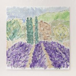 Quebra-cabeça Lavanda Fields França Watercolor Jigsera Quebra-ca