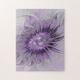 Quebra-cabeça Lavanda Flor Sonho Moderno Abstrato de Arte Fracta