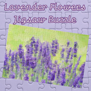 Quebra-cabeça Lavanda Impressionista Campo Aquarela Floral
