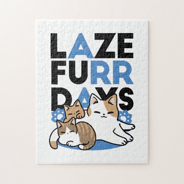 Quebra-cabeça Lazer - Design de Gatos Preguiçosos (Vertical)