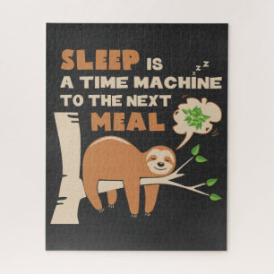 Quebra-cabeça Lazybone Sloth que adora comer e deliciosa comida