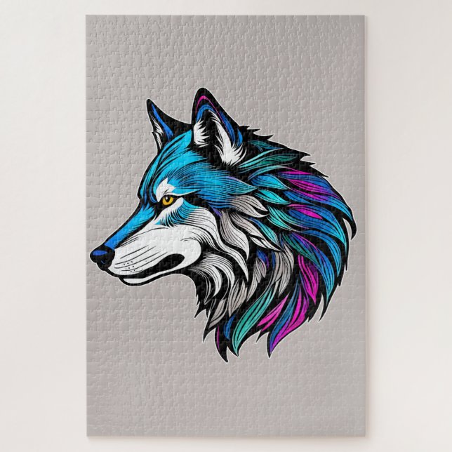 Quebra-cabeça Le beau profil d'un loup (Vertical)