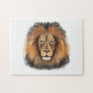 Quebra-cabeça leão aquarela Leo rei safari animal selva gato