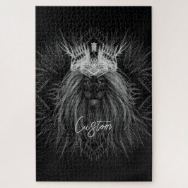 Quebra-cabeça Leão com Monograma Coroa Preto