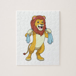 Quebra-cabeça Leão com Toalha para Chá