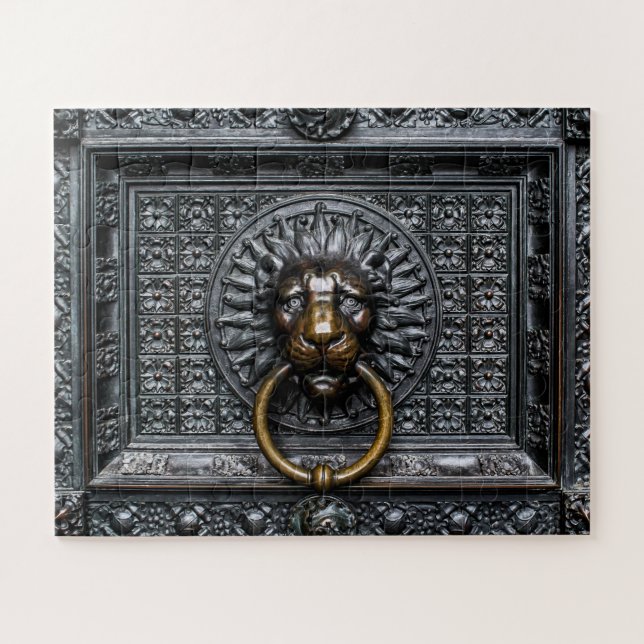 Quebra-cabeça Leão de maçaneta - Preto/Dourado (Horizontal)