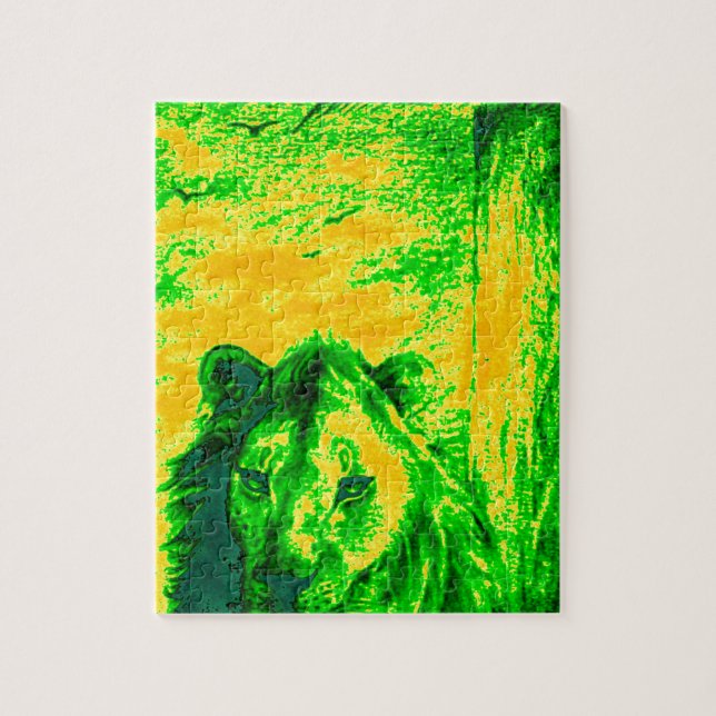 Quebra-cabeça Leão de Visão Noturna Arte Impressão Fluorescente (Vertical)