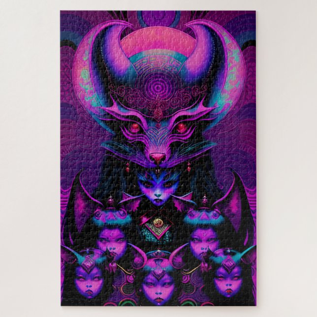 Quebra-cabeça Leão do Gótico de New Bat Girls Halloween (Vertical)