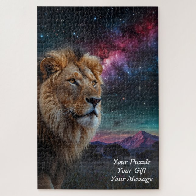 Quebra-cabeça Leão regional sob um céu estrelado (Vertical)