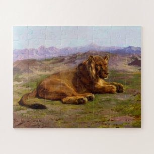Quebra-cabeça Leão Selvagem em Paisagem Safari Africana