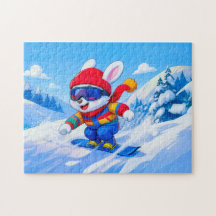 Lebre da Neve Snowboarding em uma Montanha de Inve