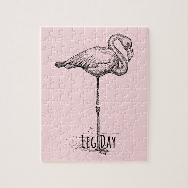 Quebra-cabeça Leg Day Elegant Flamingo Fun Fitness (Vertical)