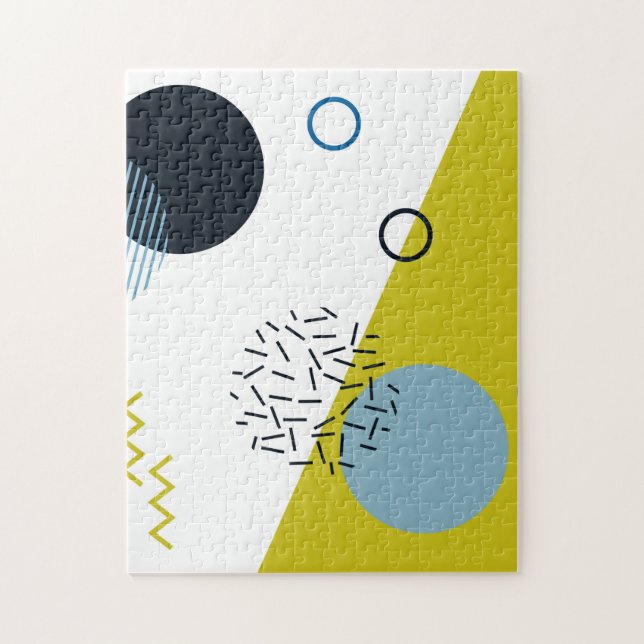 Quebra-cabeça Legal, na moda, moderno, geométrico azul verde de (Vertical)